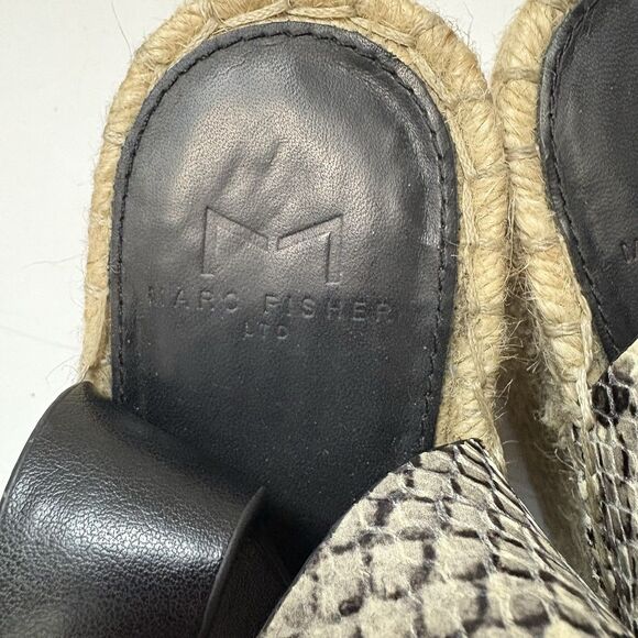 Marc Fisher Women’s Abacia 2 Espadrille Wedge Sandals Black Snake Leather 7.5 - Picture 7 of 10